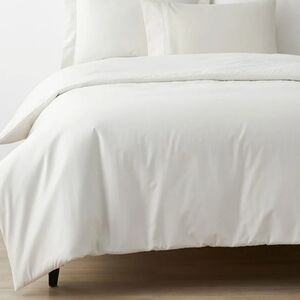 New The Company Store Classic Smooth Wrinkle-Free Sateen Queen Duvet Cover Creme